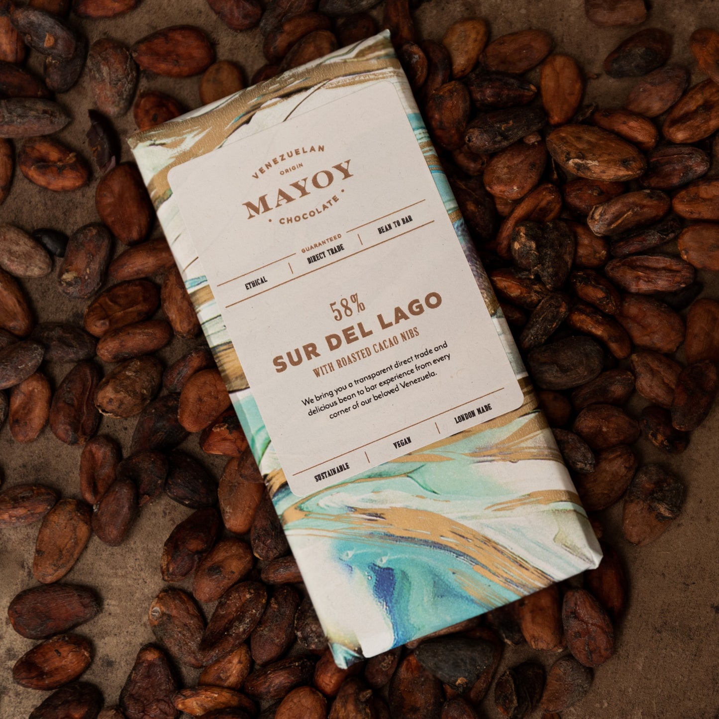 58% Sur del Lago with Roasted Cacao Nibs.
